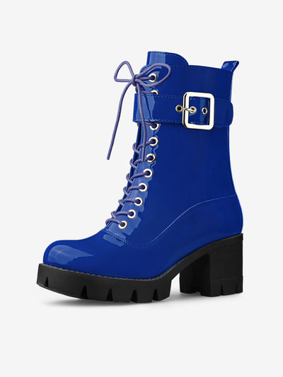 Zip Platform Chunky Heel Combat Boots