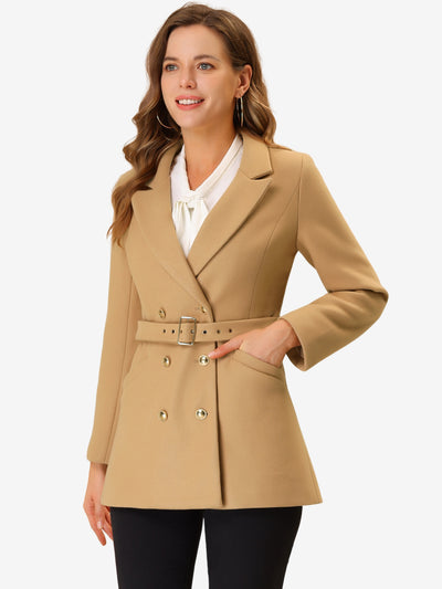 Double Breasted Coat Jacket Work Office Elegant Winter Lapel Blazer