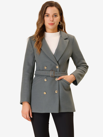 Double Breasted Coat Jacket Work Office Elegant Winter Lapel Blazer