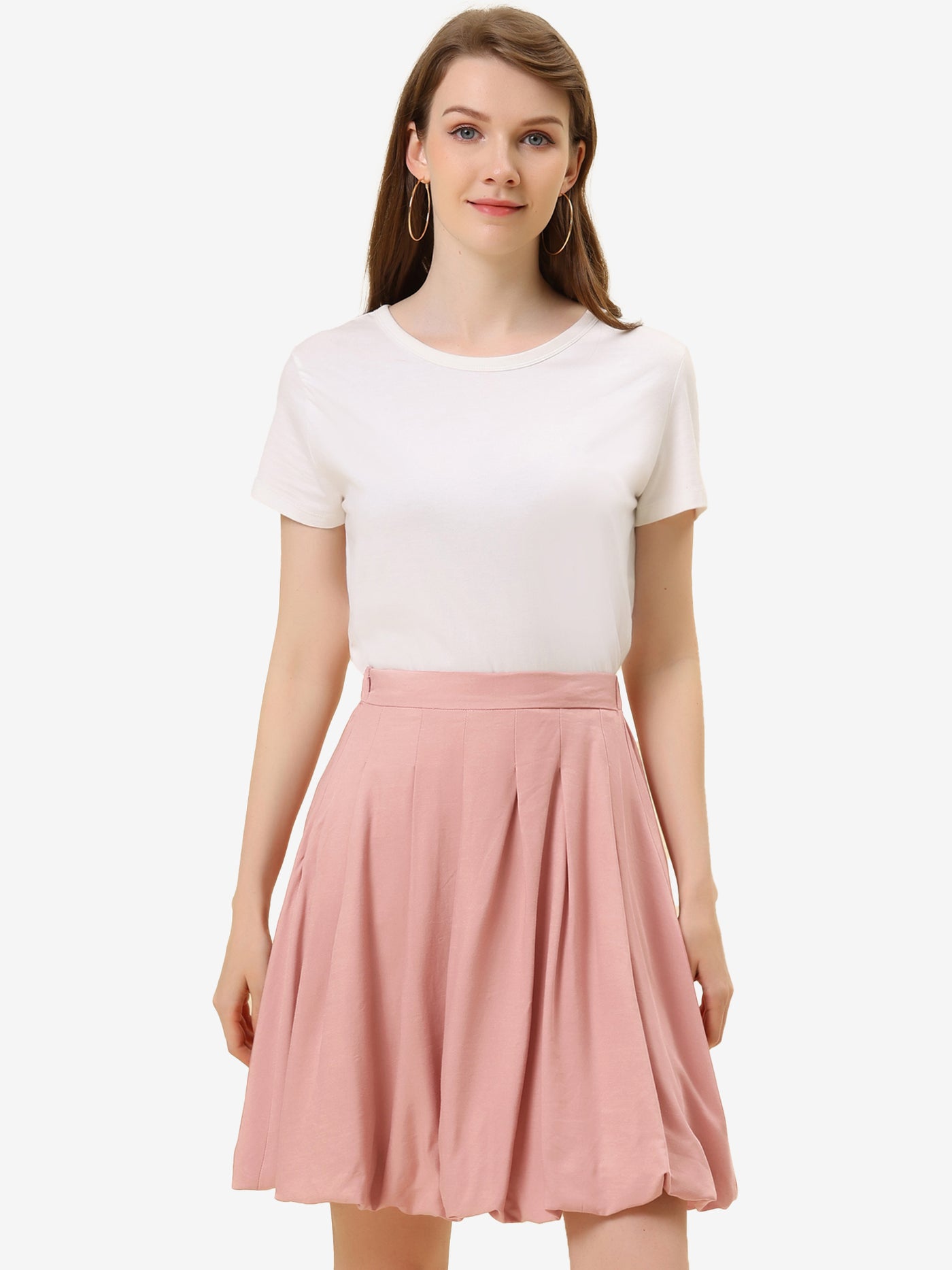 Allegra K Detachable Strap A-Line Bubble Suspender Skirt