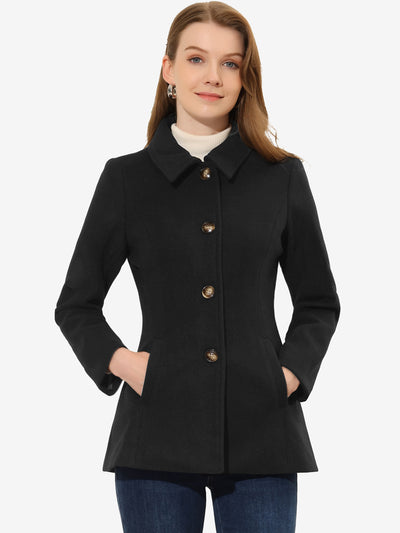 Work Office Winter Overcoat Single Breasted Point Collar Pea Coat