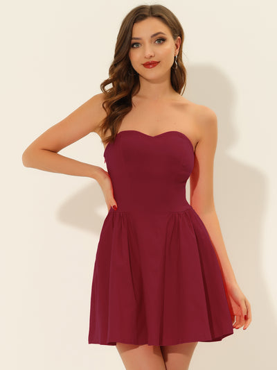 Strapless Sweetheart Neck Fit And Flare Mini Tube Top Dress