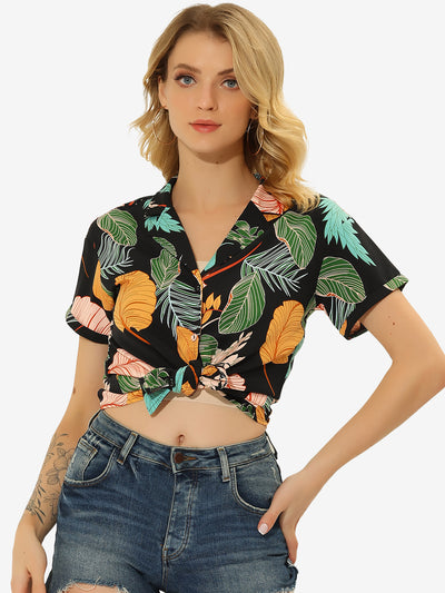 Hawaiian Floral Leaves Tropical Button Down Shirt