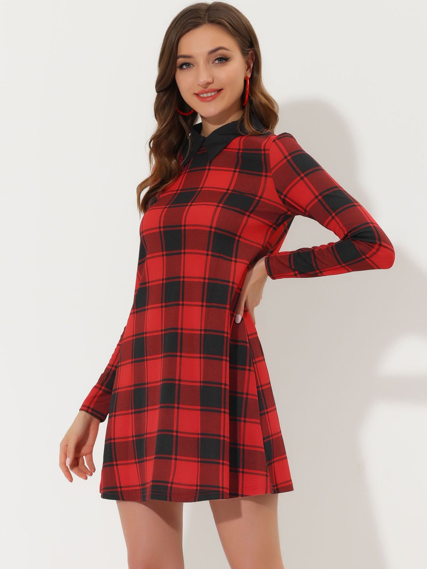 Allegra K A Line Knit Holiday Long Sleeve Above The Knee Dress