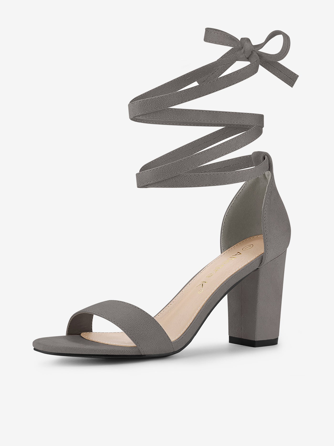 Allegra K Lace Up and Ankle Strap Chunky Heel Sandals