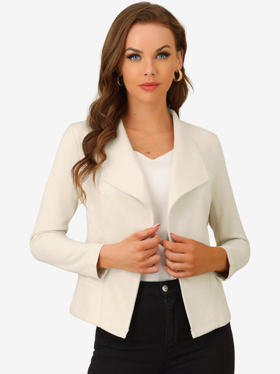 Faux Suede Jacket Open Front Lapel Draped Outwear Cardigan