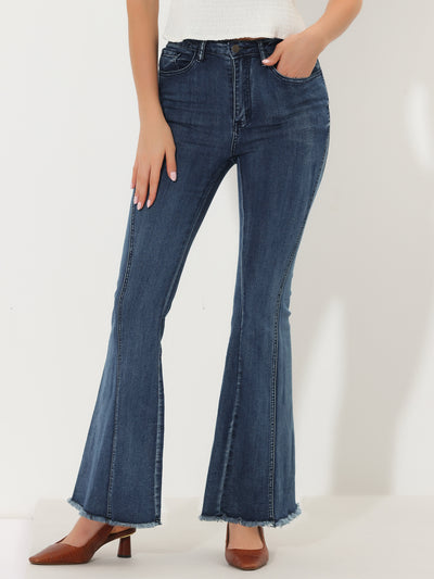 High Waist Stretch Denim Long Bell Pants Flare Jeans