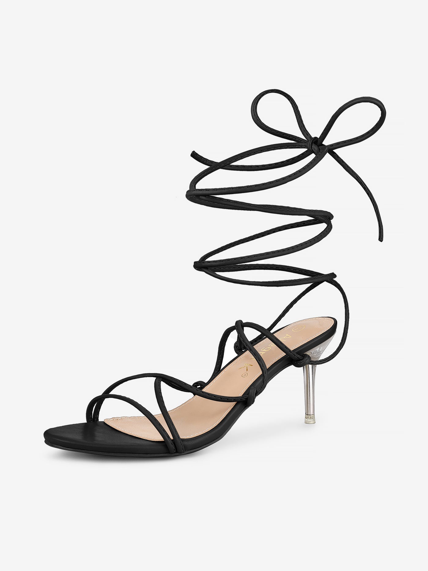 Allegra K Women's Lace Up Open Toe Strappy Stiletto Heels Sandals