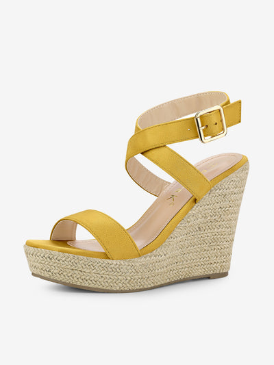 Slingback Crisscross Espadrille Wedges Heel Sandals