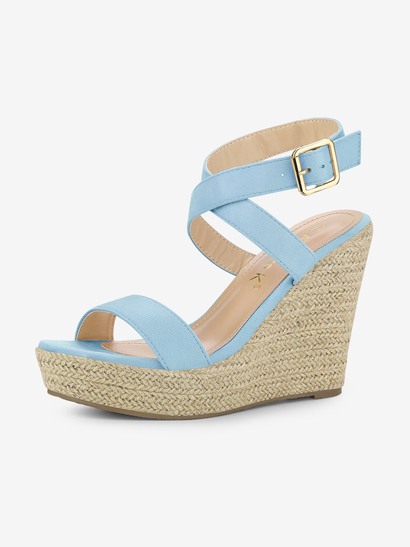 Allegra K Slingback Crisscross Espadrille Wedges Heel Sandals