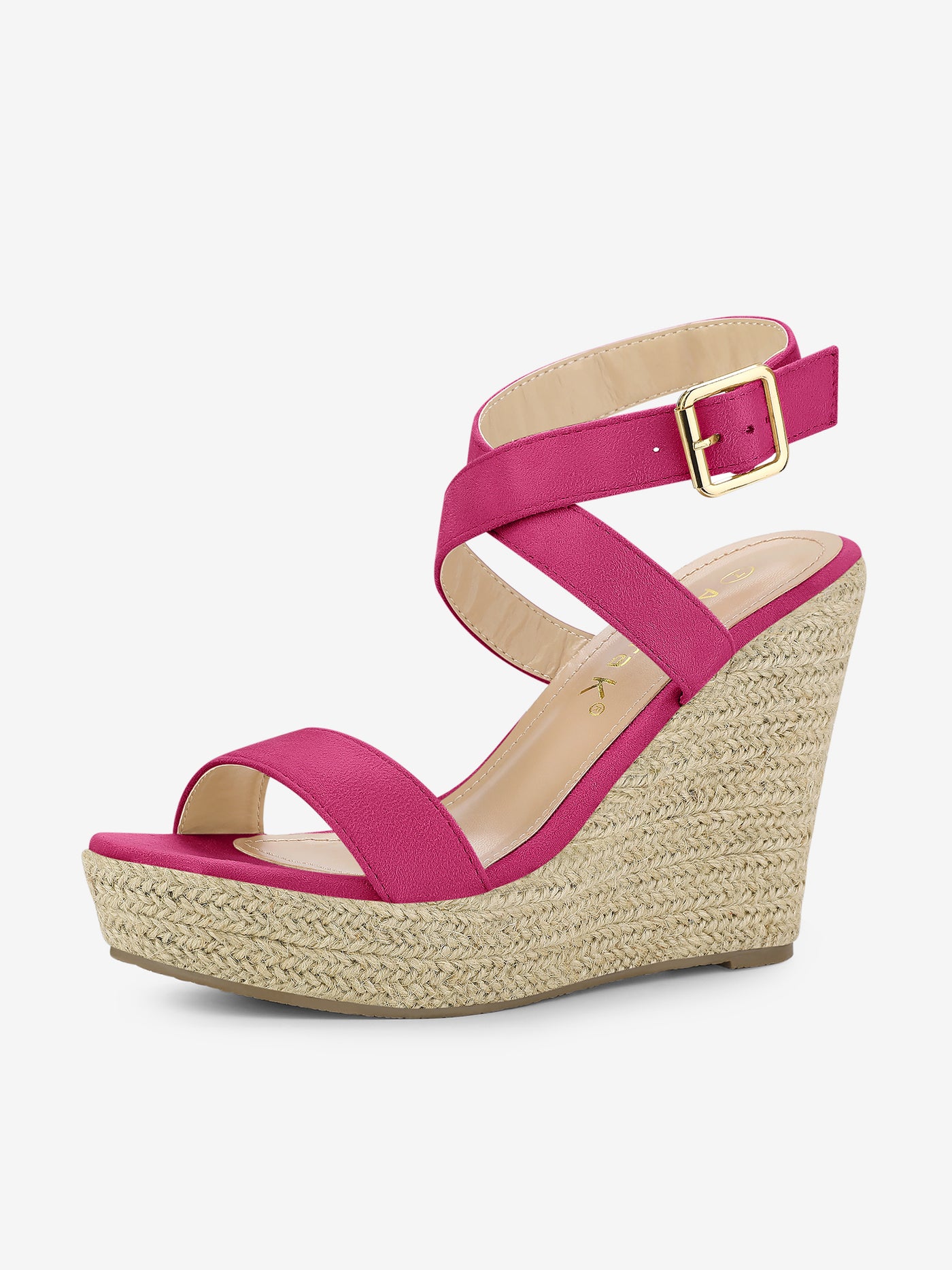 Allegra K Slingback Crisscross Espadrille Wedges Heel Sandals