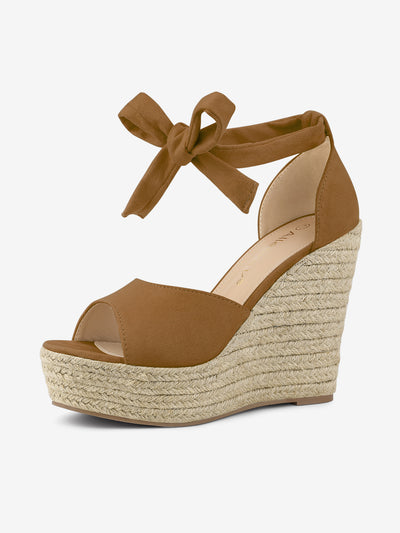 Espadrilles Tie Up Ankle Strap Platform Wedges Sandals