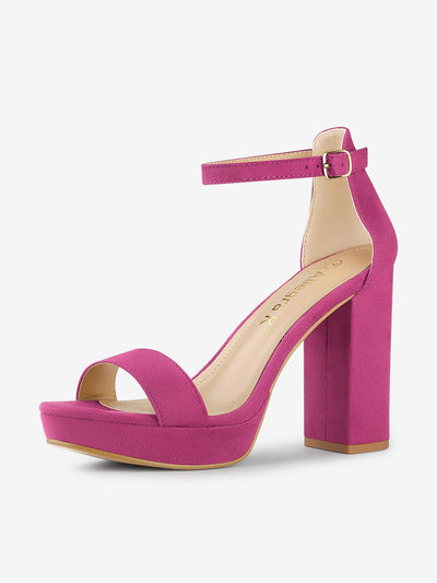 Faux Suede Ankle Strap Platform Chunky Heel Sandals