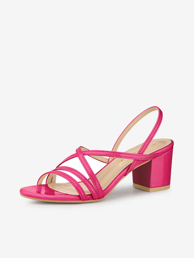 Strappy Slingback Chunky Heel Slide Sandals