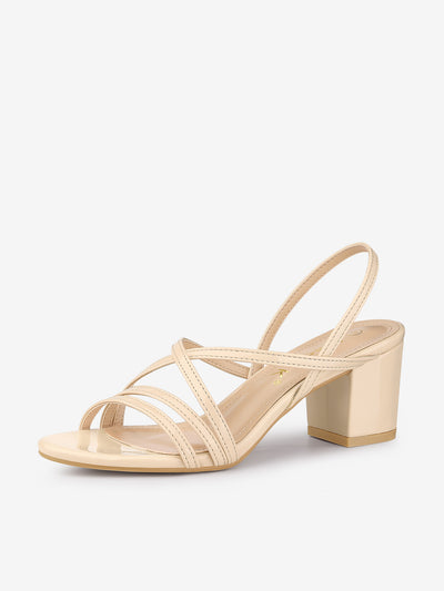 Strappy Slingback Chunky Heel Slide Sandals