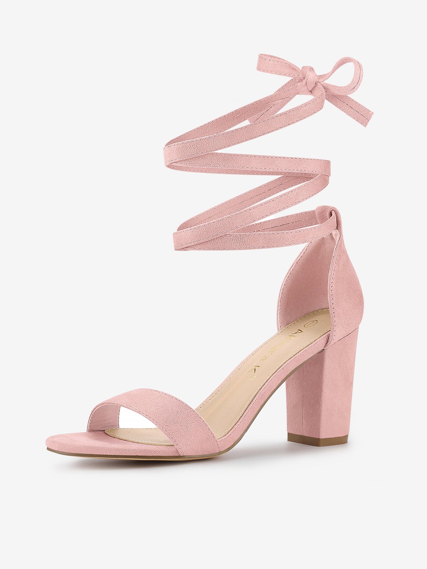 Allegra K Lace Up and Ankle Strap Chunky Heel Sandals