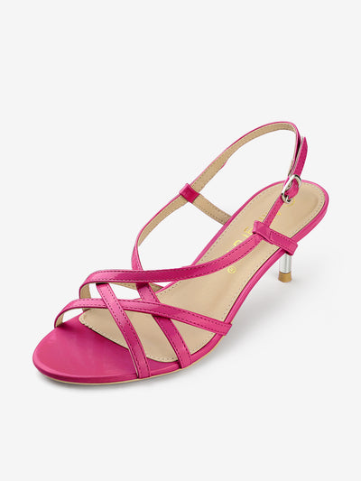 Slingback Strappy Buckle Kitten Heel Sandals