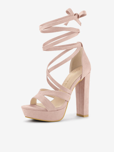 Lace Up Platform Chunky High Heel Sandals