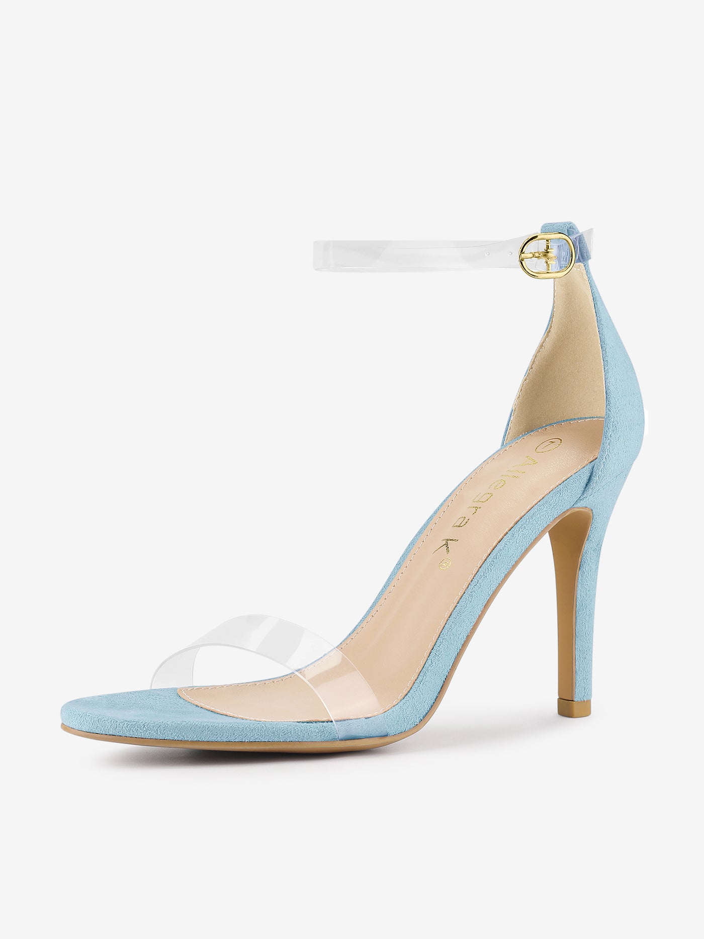 Allegra K Open Toe Clear Ankle Strap Stiletto Heel Sandals