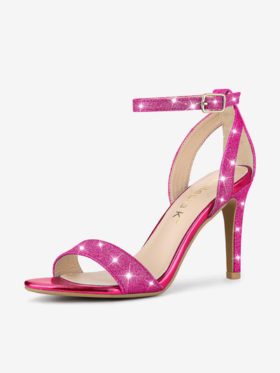 Glitter Ankle Strap Stiletto High Heel Sandals