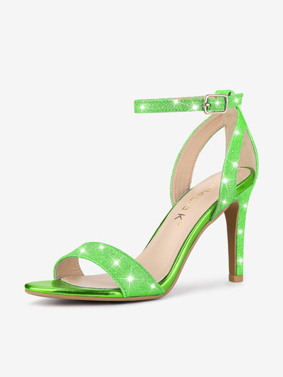 Glitter Ankle Strap Stiletto High Heel Sandals