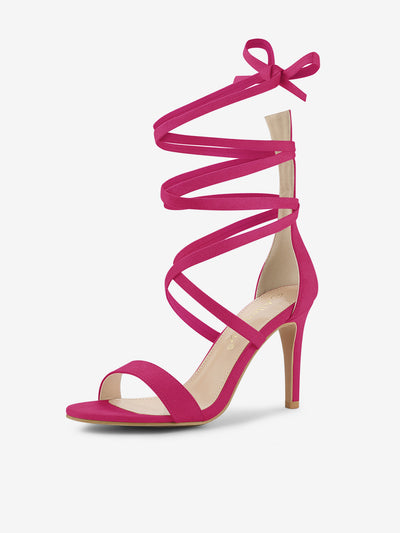 Open Toe Stiletto Heel Lace Up Ankle Strap Sandals