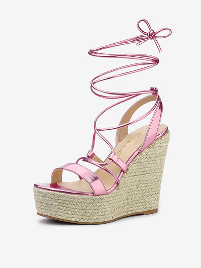 Espadrilles Platform Wedges Heel Lace Up Sandals