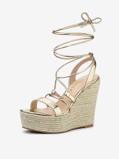 Espadrilles Platform Wedges Heel Lace Up Sandals