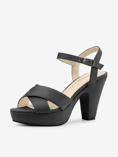 Platform Chunky Heel Ankle Strap Slingback Sandals