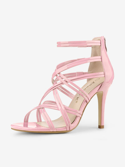 Open Toe Strappy Stiletto Heel Lace Up Sandals