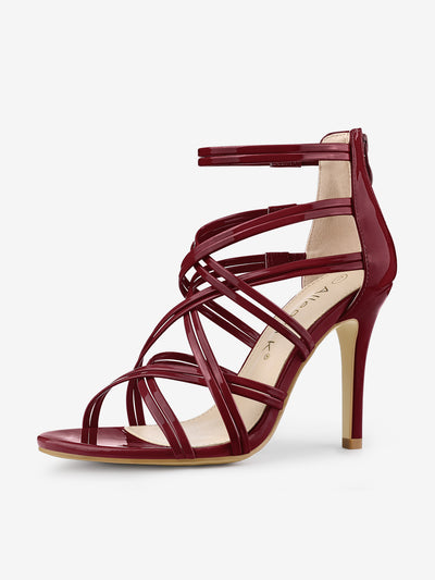 Open Toe Strappy Stiletto Heel Lace Up Sandals