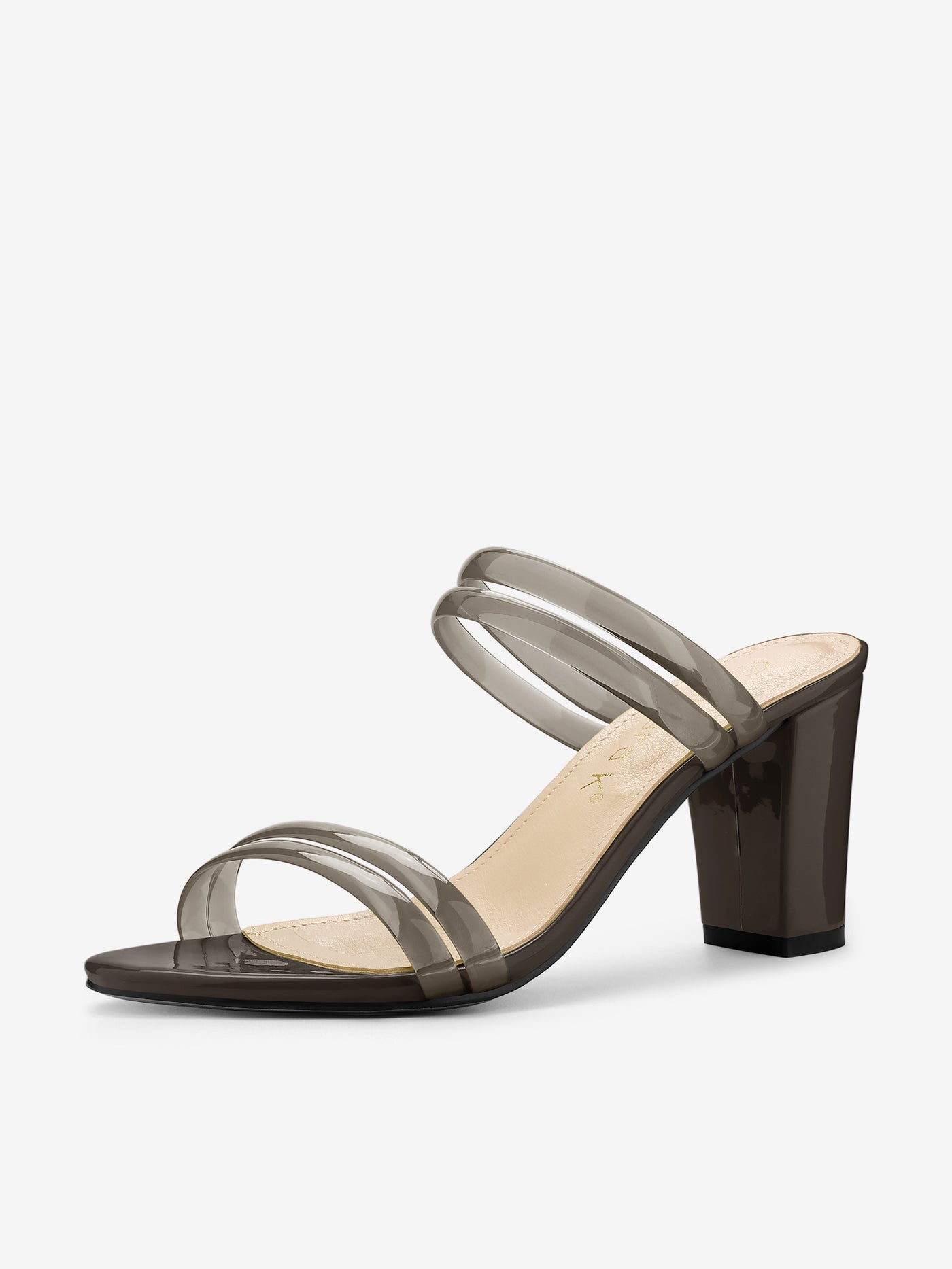 Allegra K TPU Clear Strappy Slide Mule Block Heel Sandal