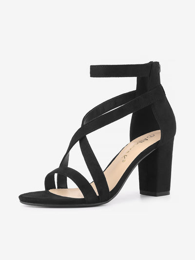 Women's Crisscross Ankle Strap Chunky Heel Sandals