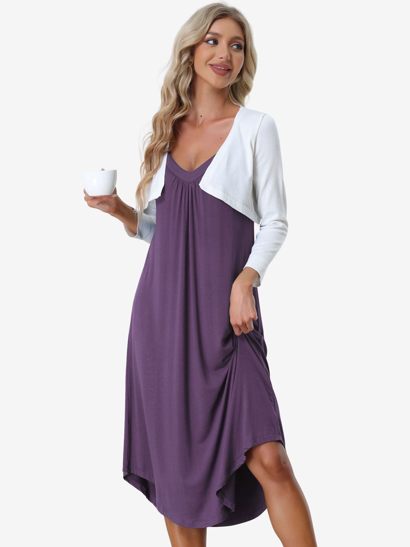 Allegra K Spaghetti Strap Cami Nightdress Lounge Pajama Dress Nightgown