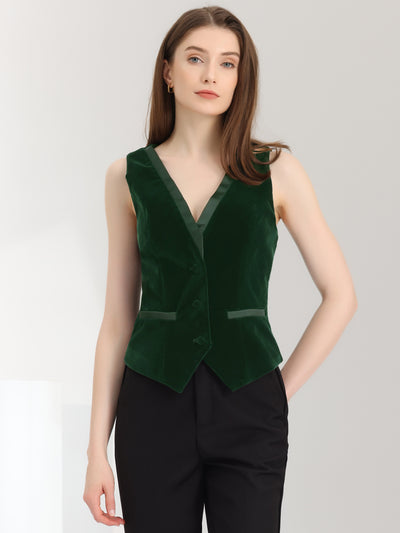 Retro Velvet Waistcoat V Neck Sleeveless Racerback Steampunk Vest