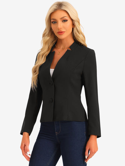 Elegant Blazer Long Sleeve Button Front Stretch Office Suit Jacket