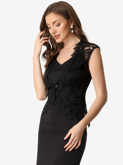 Floral Lace Shrug Wedding Guest Cap Sleeve Formal Sheer Bolero Cardigan