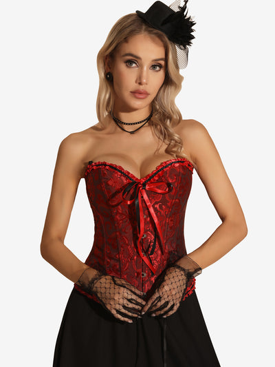 Lace Up Corset Strapless Victorian Boned Bustier Top