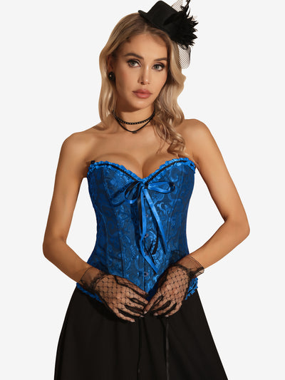 Lace Up Corset Strapless Victorian Boned Bustier Top