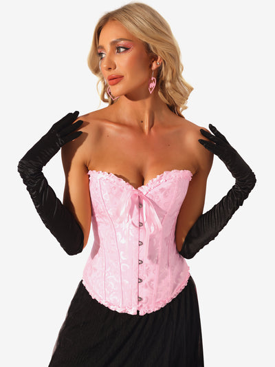 Lace Up Corset Strapless Victorian Boned Bustier Top