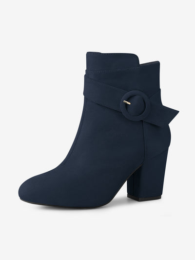 Round Toe Block Heel Boots Ankle Booties