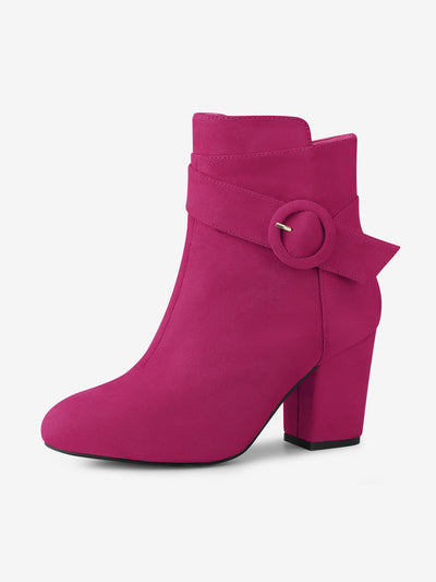 Round Toe Block Heel Boots Ankle Booties