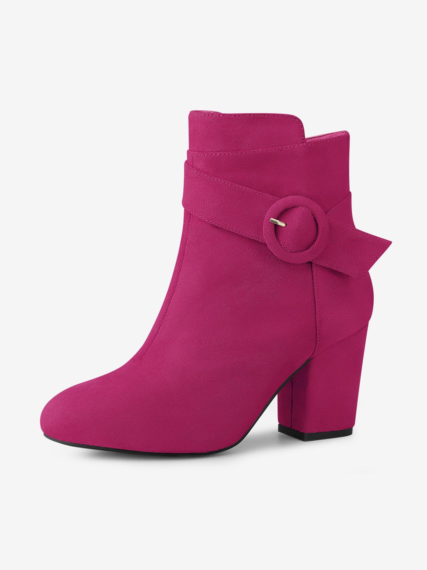 Allegra K Round Toe Block Heel Boots Ankle Booties