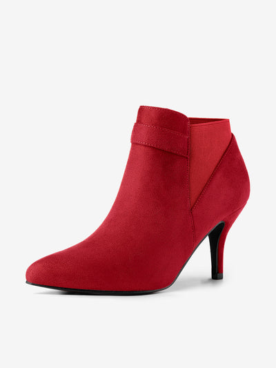 Faux Suede Pointed Toe Stiletto Heel Chelsea Ankle Booties