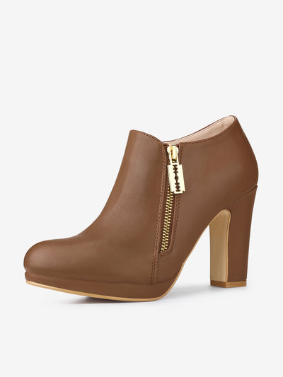 Platform Round Toe Chunky Heel Ankle Boot