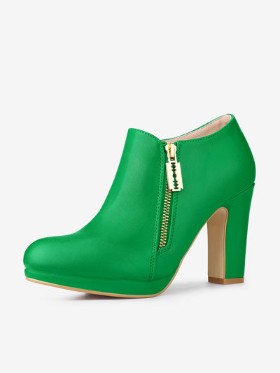 Platform Round Toe Chunky Heel Ankle Boot