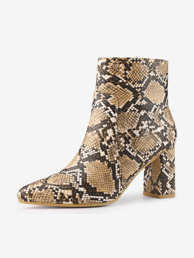 Snake Skin Halloween Costumes Chunky High Heel Ankle Boots