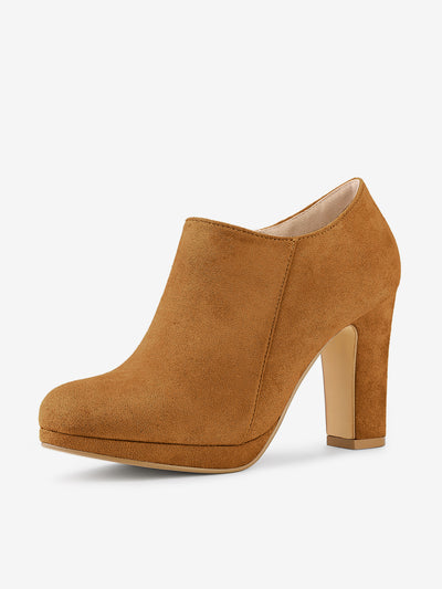 Platform Round Toe Chunky Heel Ankle Booties