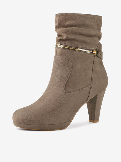 Ankle Zip Platform High Heel Mid Calf Boots