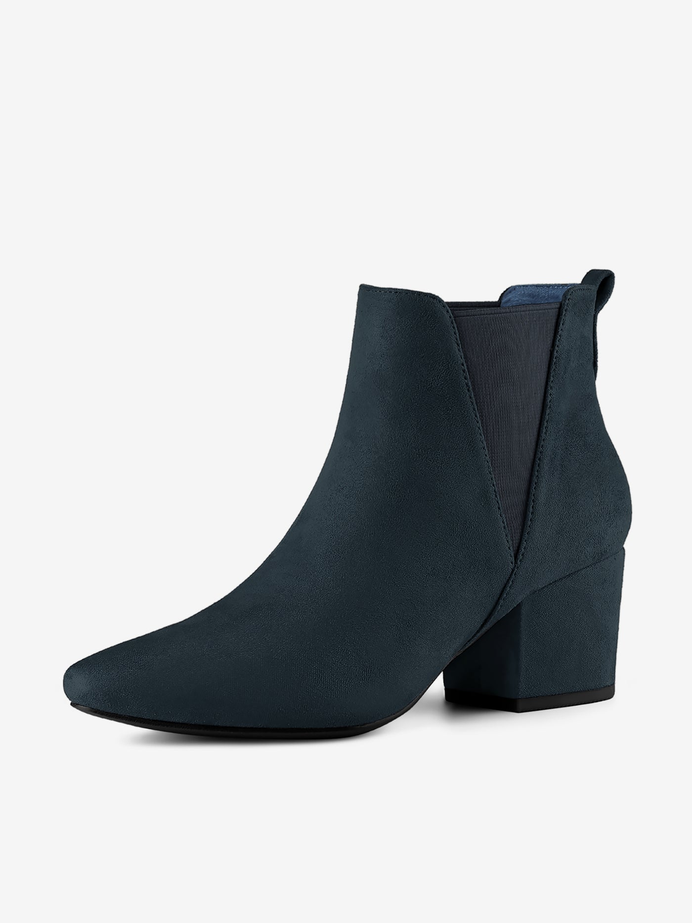 Allegra K Faux Suede Pointed Toe Block Heel Ankle Chelsea Boots